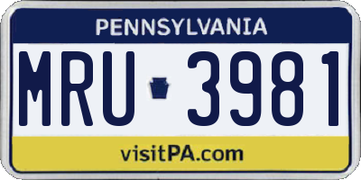 PA license plate MRU3981