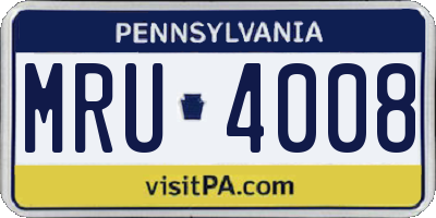 PA license plate MRU4008