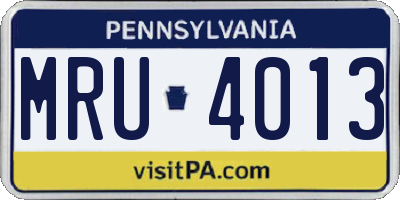 PA license plate MRU4013
