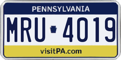 PA license plate MRU4019