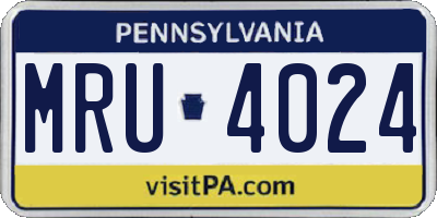 PA license plate MRU4024