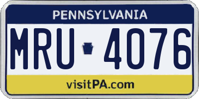 PA license plate MRU4076