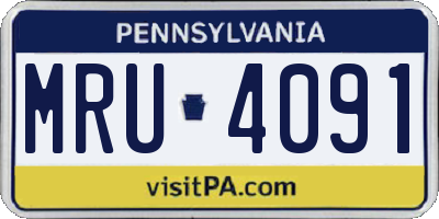 PA license plate MRU4091