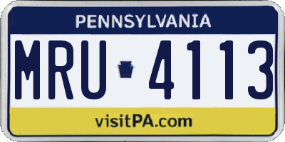 PA license plate MRU4113