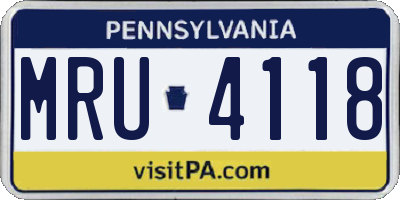 PA license plate MRU4118