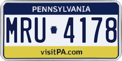 PA license plate MRU4178