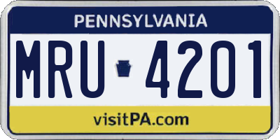 PA license plate MRU4201