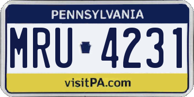 PA license plate MRU4231