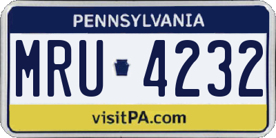 PA license plate MRU4232