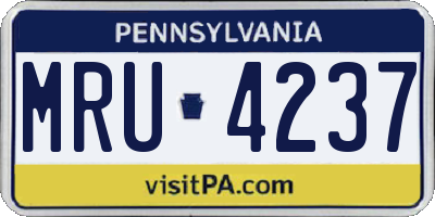 PA license plate MRU4237
