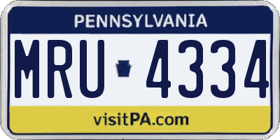 PA license plate MRU4334