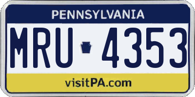 PA license plate MRU4353