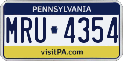 PA license plate MRU4354