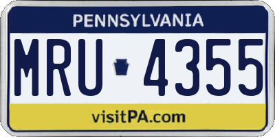 PA license plate MRU4355