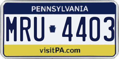 PA license plate MRU4403