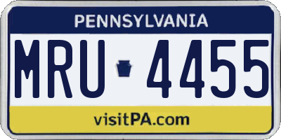 PA license plate MRU4455