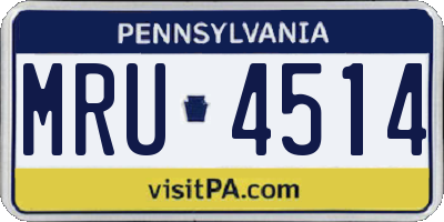 PA license plate MRU4514