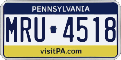 PA license plate MRU4518