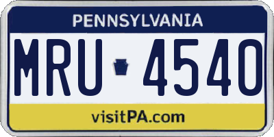 PA license plate MRU4540