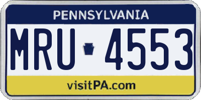 PA license plate MRU4553