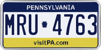 PA license plate MRU4763