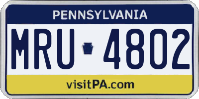 PA license plate MRU4802