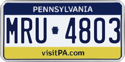PA license plate MRU4803