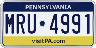 PA license plate MRU4991