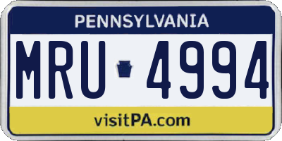PA license plate MRU4994