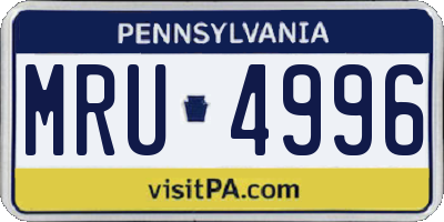PA license plate MRU4996