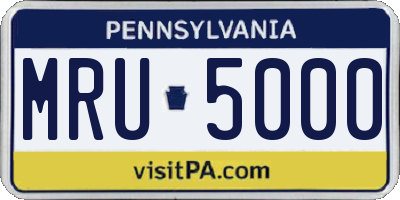 PA license plate MRU5000