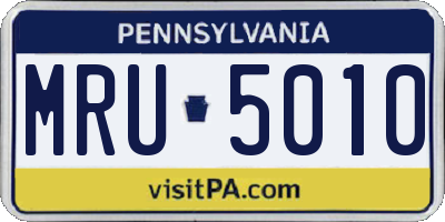 PA license plate MRU5010