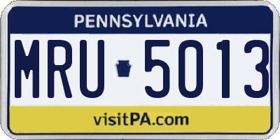 PA license plate MRU5013