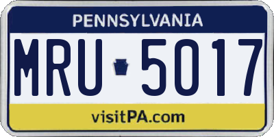PA license plate MRU5017