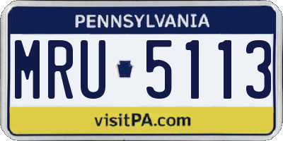 PA license plate MRU5113