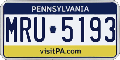 PA license plate MRU5193