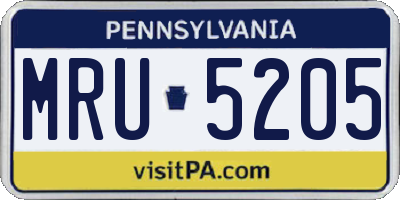 PA license plate MRU5205