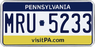 PA license plate MRU5233