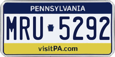 PA license plate MRU5292