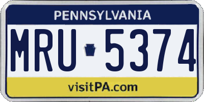 PA license plate MRU5374