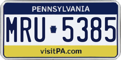 PA license plate MRU5385