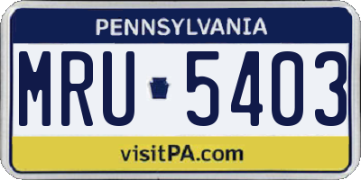 PA license plate MRU5403