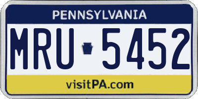 PA license plate MRU5452