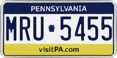 PA license plate MRU5455