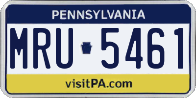 PA license plate MRU5461