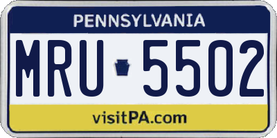 PA license plate MRU5502