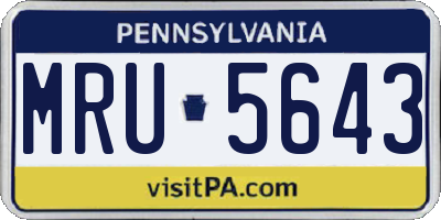 PA license plate MRU5643