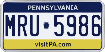 PA license plate MRU5986