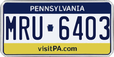 PA license plate MRU6403