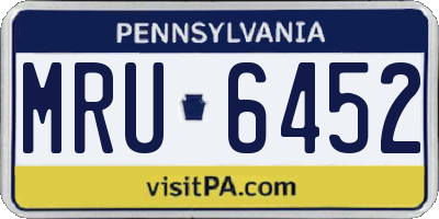 PA license plate MRU6452